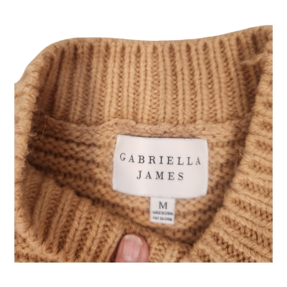 Gabriella James Knit Bobble Sleeve‎ Sweater In Camel Size: M - Picture 4 of 8